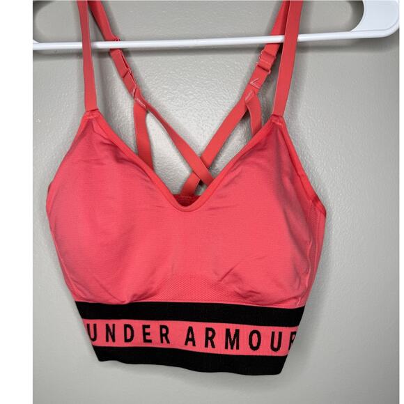 Under Armour Pink and Black Long Line Womens Sports Bra Size Large - Picture 1 of 4